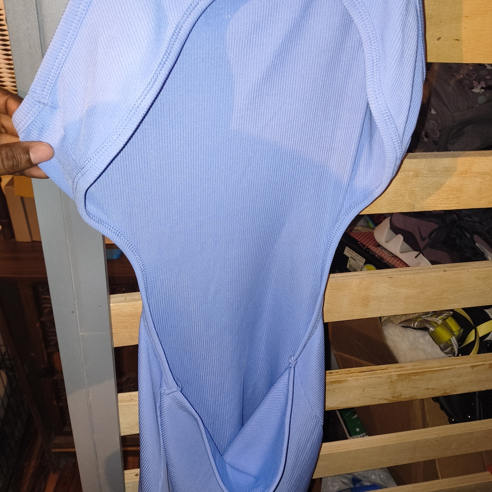Almost Famous Light Blue Ribbed Top - Picture 3 of 4